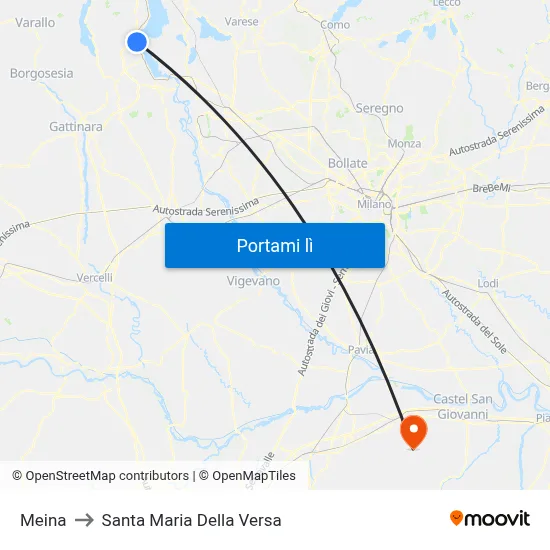 Meina to Santa Maria Della Versa map