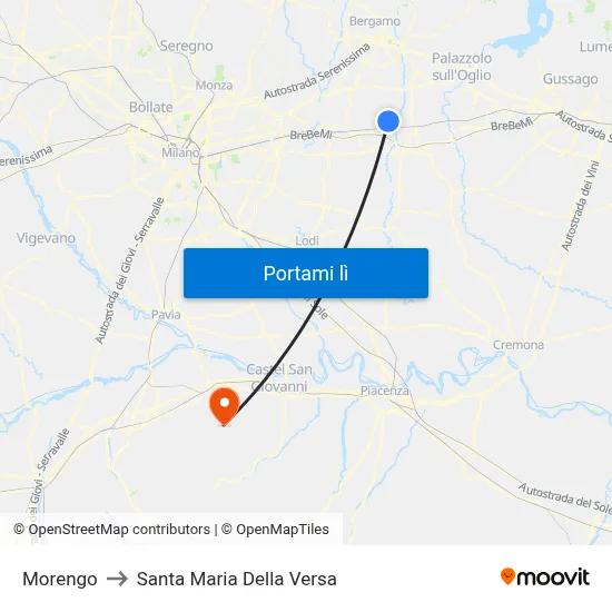 Morengo to Santa Maria Della Versa map