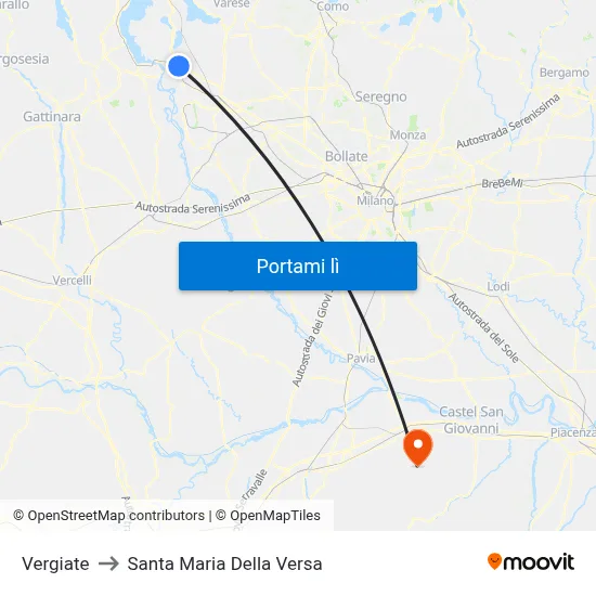 Vergiate to Santa Maria Della Versa map