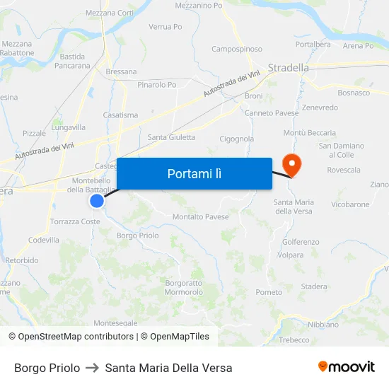 Borgo Priolo to Santa Maria Della Versa map