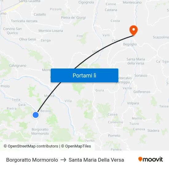 Borgoratto Mormorolo to Santa Maria Della Versa map