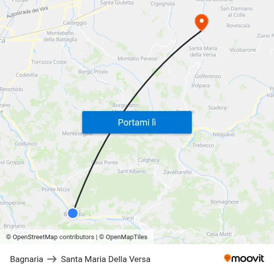 Bagnaria to Santa Maria Della Versa map