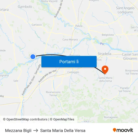 Mezzana Bigli to Santa Maria Della Versa map