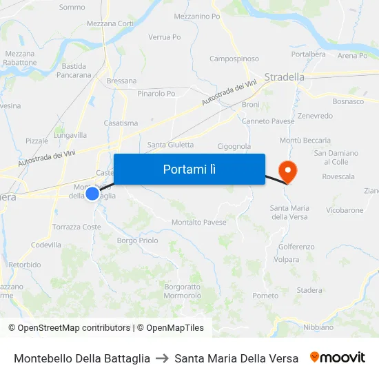 Montebello Della Battaglia to Santa Maria Della Versa map