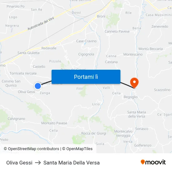 Oliva Gessi to Santa Maria Della Versa map