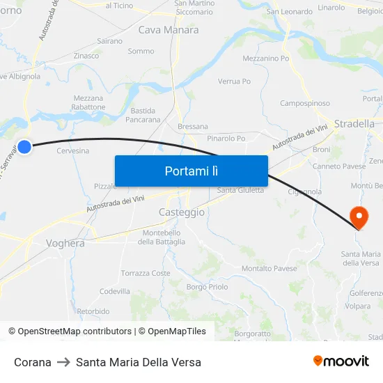 Corana to Santa Maria Della Versa map