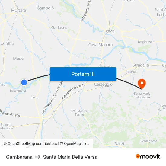 Gambarana to Santa Maria Della Versa map