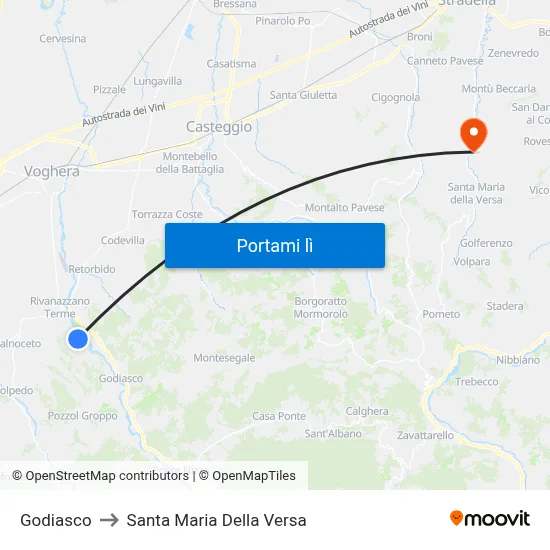 Godiasco to Santa Maria Della Versa map