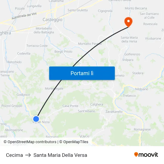 Cecima to Santa Maria Della Versa map