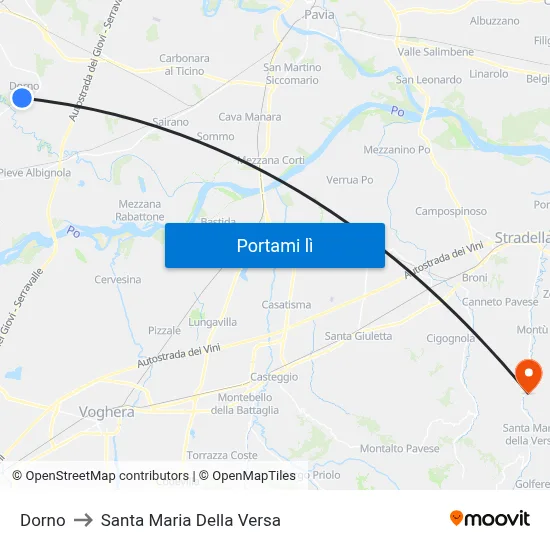 Dorno to Santa Maria Della Versa map
