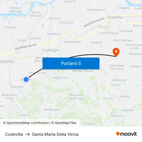 Codevilla to Santa Maria Della Versa map
