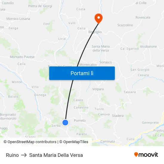 Ruino to Santa Maria Della Versa map