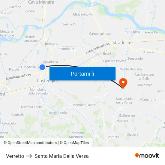 Verretto to Santa Maria Della Versa map