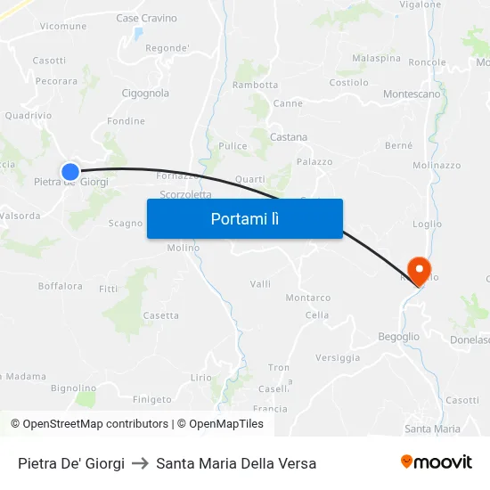 Pietra De' Giorgi to Santa Maria Della Versa map