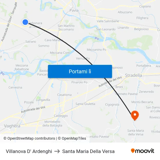 Villanova D' Ardenghi to Santa Maria Della Versa map