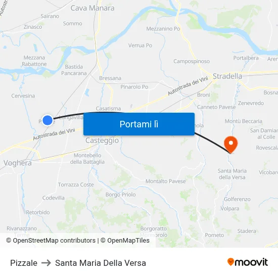 Pizzale to Santa Maria Della Versa map
