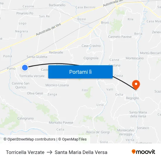 Torricella Verzate to Santa Maria Della Versa map