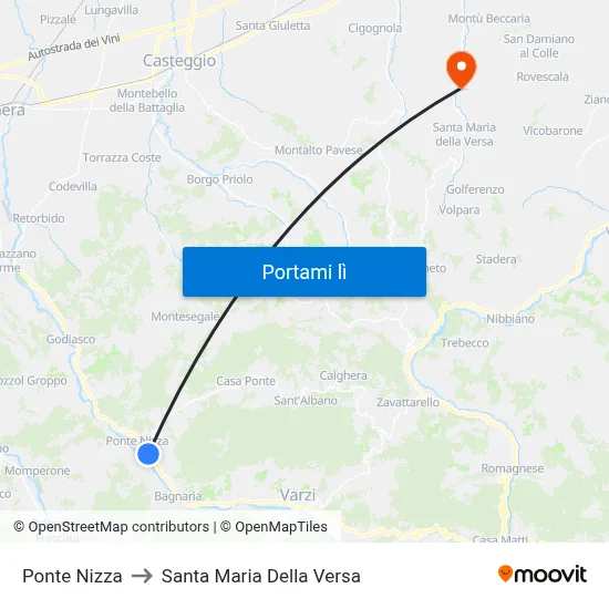 Ponte Nizza to Santa Maria Della Versa map