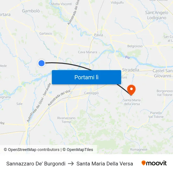 Sannazzaro De' Burgondi to Santa Maria Della Versa map