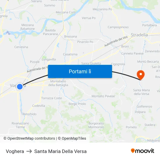 Voghera to Santa Maria Della Versa map