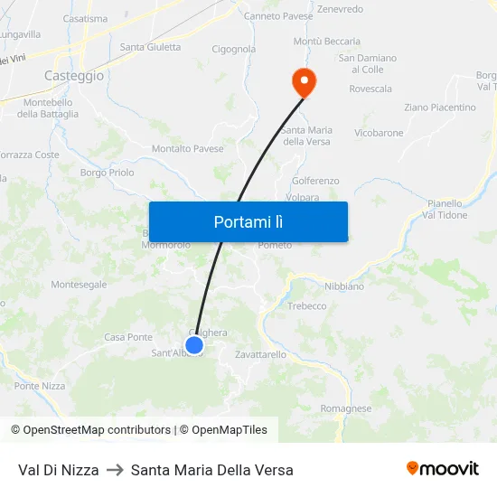 Val Di Nizza to Santa Maria Della Versa map