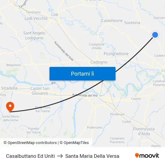 Casalbuttano Ed Uniti to Santa Maria Della Versa map