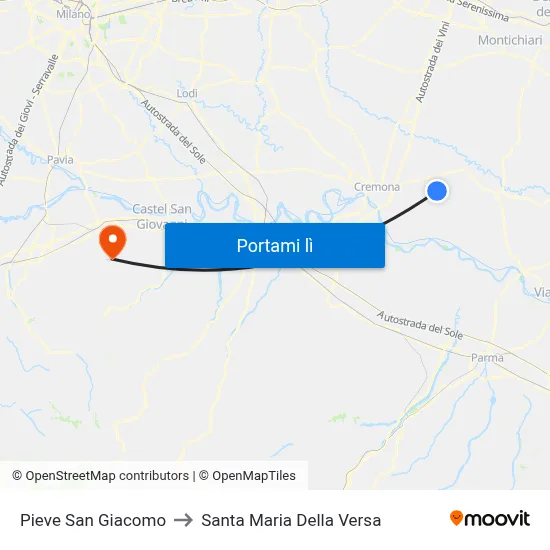 Pieve San Giacomo to Santa Maria Della Versa map