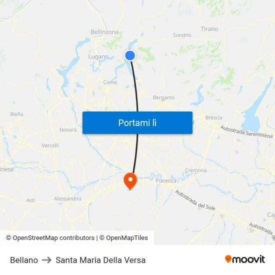 Bellano to Santa Maria Della Versa map