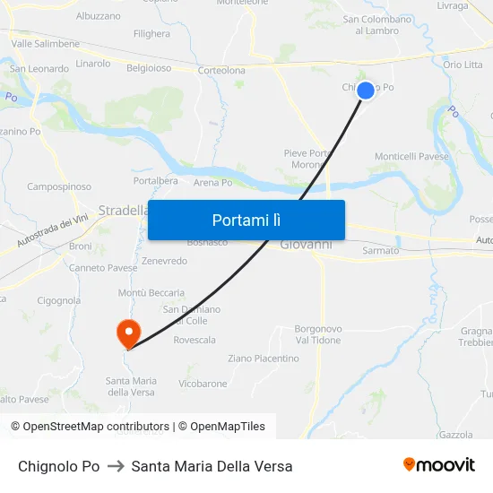 Chignolo Po to Santa Maria Della Versa map