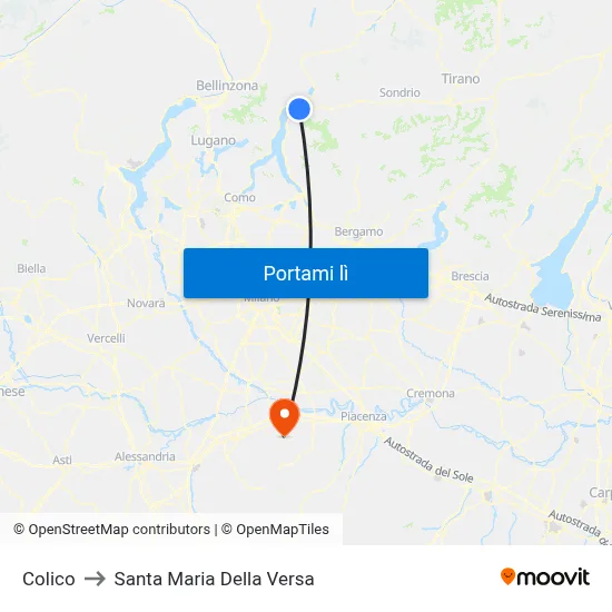 Colico to Santa Maria Della Versa map