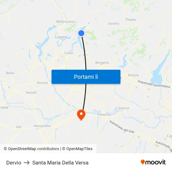 Dervio to Santa Maria Della Versa map