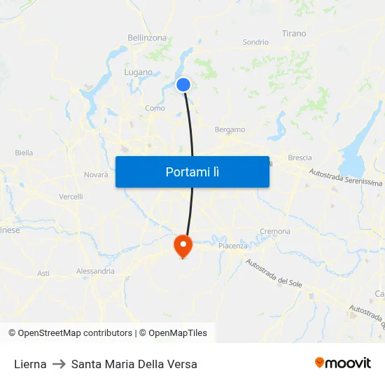 Lierna to Santa Maria Della Versa map