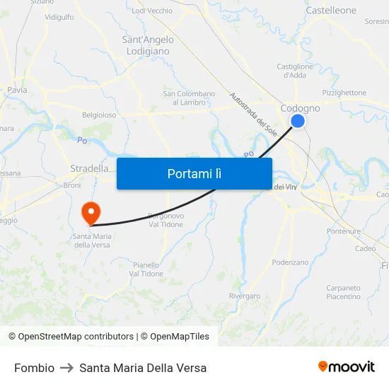 Fombio to Santa Maria Della Versa map
