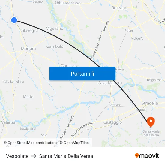 Vespolate to Santa Maria Della Versa map