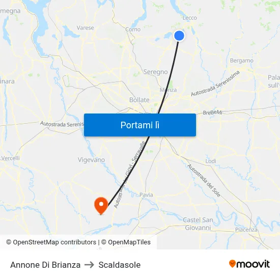 Annone Di Brianza to Scaldasole map