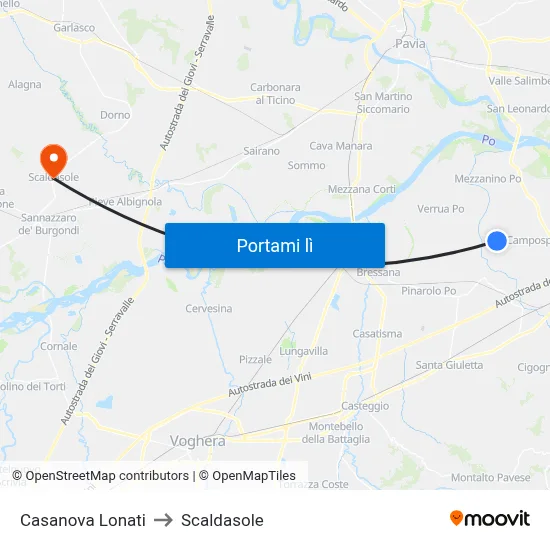 Casanova Lonati to Scaldasole map