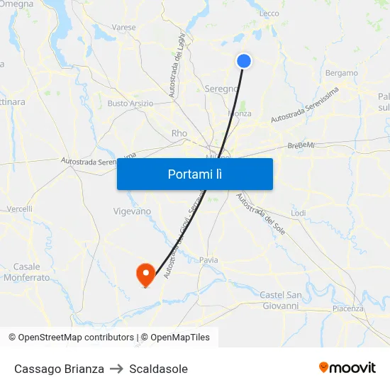 Cassago Brianza to Scaldasole map