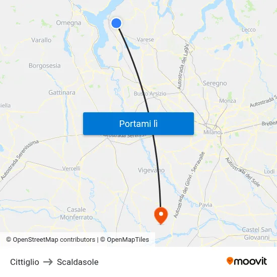 Cittiglio to Scaldasole map