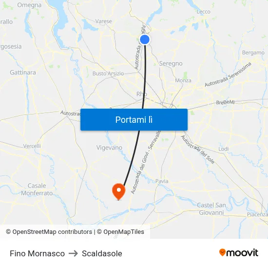 Fino Mornasco to Scaldasole map