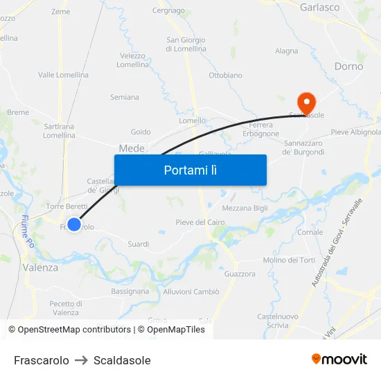 Frascarolo to Scaldasole map