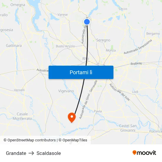 Grandate to Scaldasole map