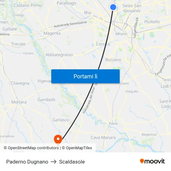 Paderno Dugnano to Scaldasole map