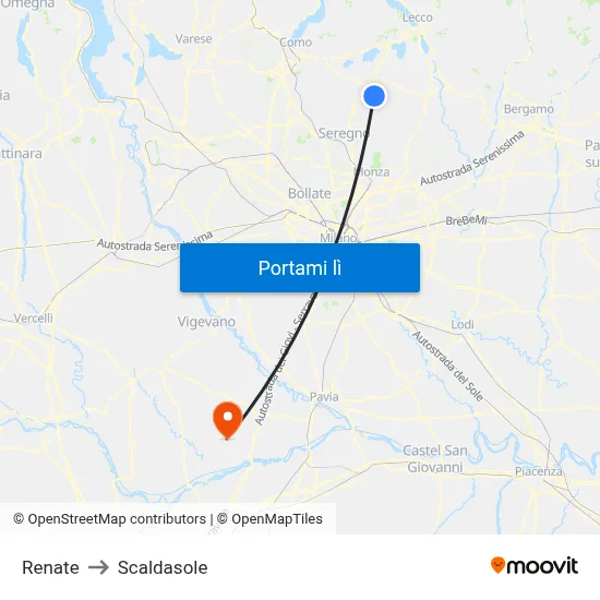 Renate to Scaldasole map