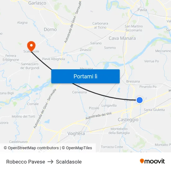 Robecco Pavese to Scaldasole map