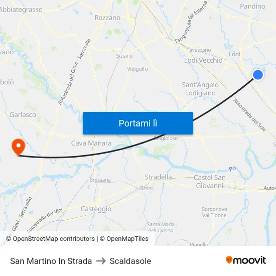 San Martino In Strada to Scaldasole map