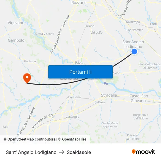 Sant' Angelo Lodigiano to Scaldasole map