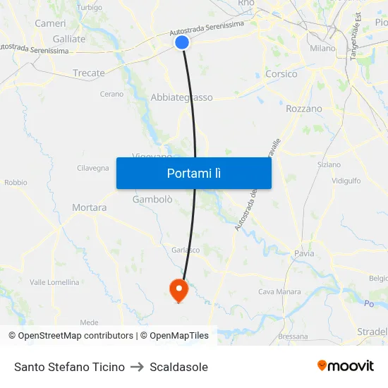 Santo Stefano Ticino to Scaldasole map