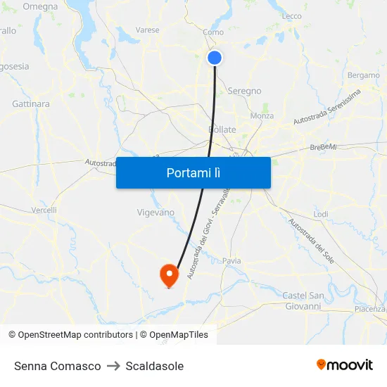 Senna Comasco to Scaldasole map