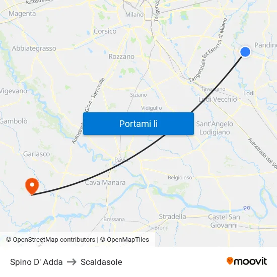 Spino D' Adda to Scaldasole map