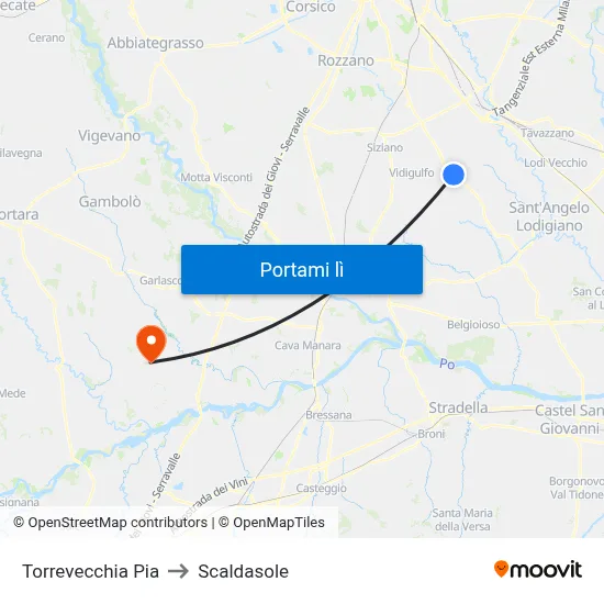Torrevecchia Pia to Scaldasole map